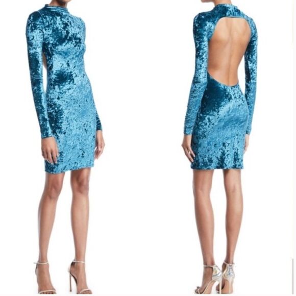Caroline Constas Victoire Velvet Open Back Mini Dress M